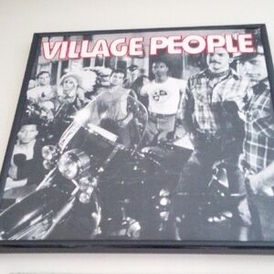 Village People Black and White Album Cover With Vinal Album/  In Picture Frame